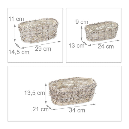 Pot de fleurs ovale - lot de 3