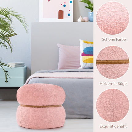 Ovaler Hocker mit rutschfesten Fußpolstern. Gepolsterter Ankleidehocker aus Sherpa Pink 44 x 35 x 35 cm