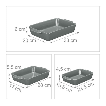 Ensemble de 3 moules à four en céramique gris