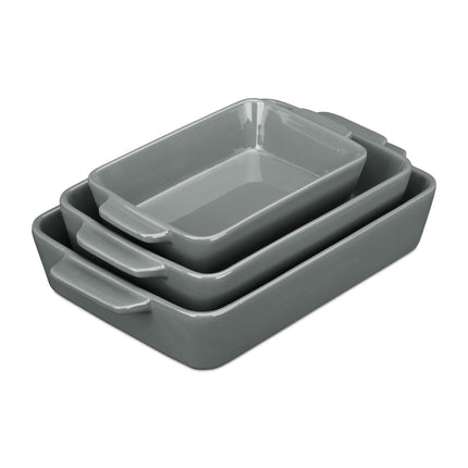 Ensemble de 3 moules à four en céramique gris