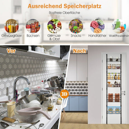 Verstellbares 6-stöckiges Vorratsregal zum Einhängen über der Tür