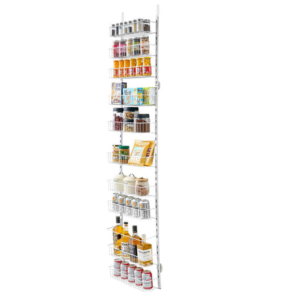 Over-The-Door Pantry Organizer, 10-Tier Adjustable Steel, White