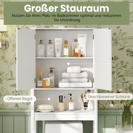 Toilettenunterschrank, verstellbares Regal, weißes MDF