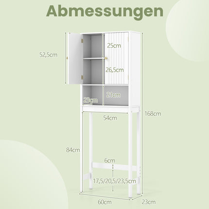Toilettenunterschrank, verstellbares Regal, weißes MDF
