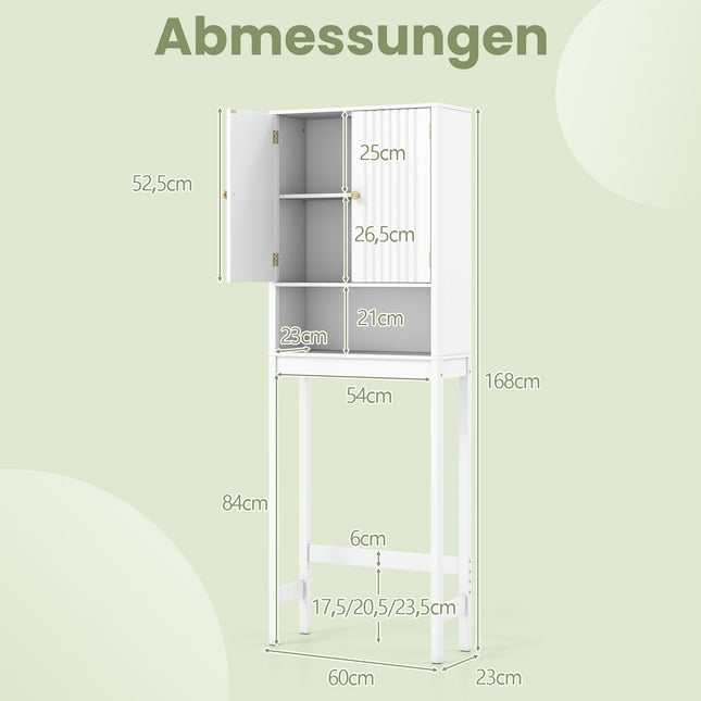 Over-The-Toilet Cabinet, Adjustable Shelf, White MDF