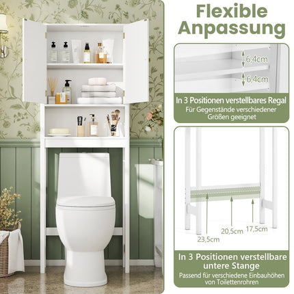 Toilettenunterschrank, verstellbares Regal, weißes MDF