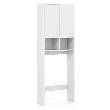WC-Überbau, Badezimmerschrank mit 2 Türen und 2 Regalen, Weiß