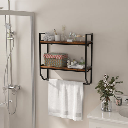 Über-der-Toilette-Wandregal, 2-stufig mit Handtuchhalter