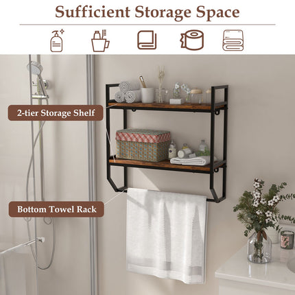 Über-der-Toilette-Wandregal, 2-stufig mit Handtuchhalter