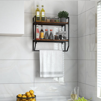 Über-der-Toilette-Wandregal, 2-stufig mit Handtuchhalter