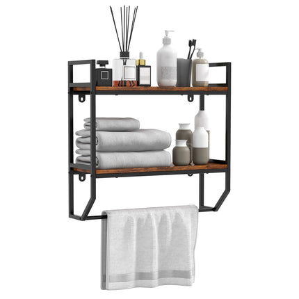 Über-der-Toilette-Wandregal, 2-stufig mit Handtuchhalter