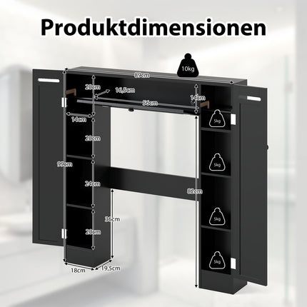 Over-Toilet Bathroom Cabinet, Adjustable Shelves, Black