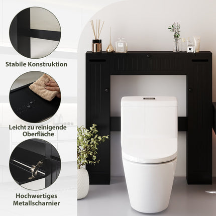 Over-Toilet Bathroom Cabinet, Adjustable Shelves, Black
