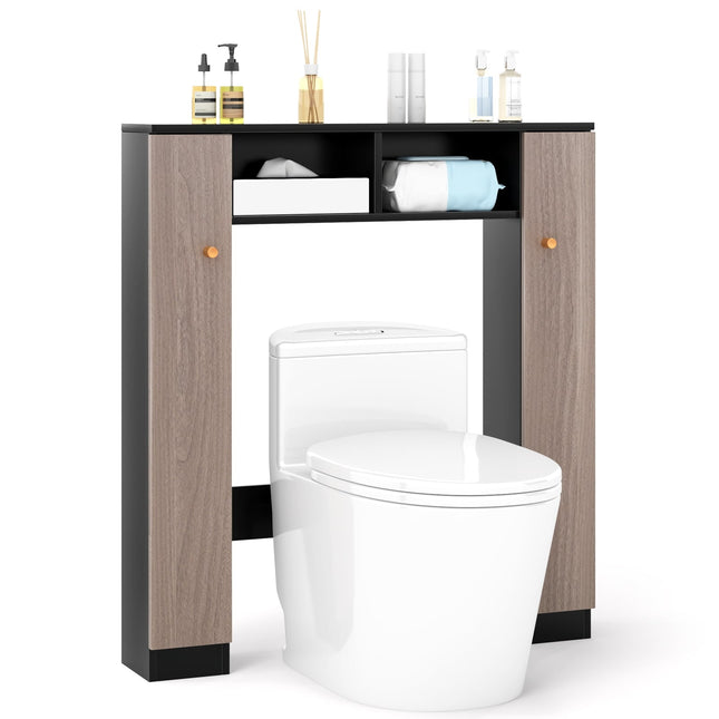 Badezimmerregal über der Toilette mit Doppeltüren, Schwarz