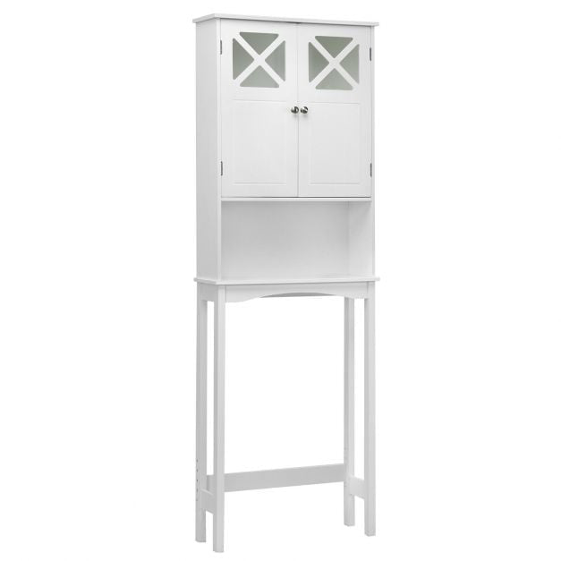 Badschrank über der Toilette, 3-stöckig, Glastüren