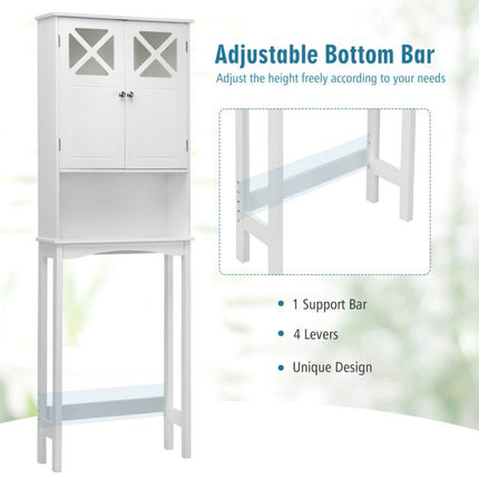Badschrank über der Toilette, 3-stöckig, Glastüren