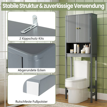 Über-Toilette-Schrank mit verstellbarem Regal, graues MDF