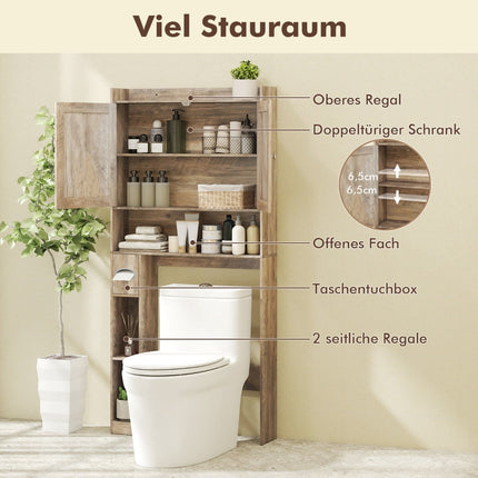 Toilettenschrank mit verstellbarem Regal und Toilettenpapierhalter