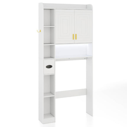 Over-Toilet Cabinet with LED Light and Adjustable Shelves