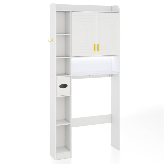 Über-Toiletten-Schrank mit LED-Beleuchtung und verstellbaren Einlegeböden