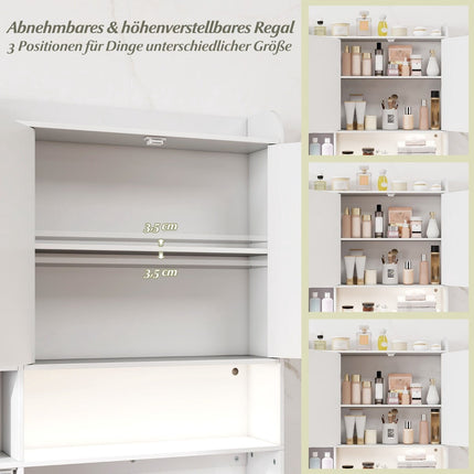 Over-Toilet Cabinet with LED Light and Adjustable Shelves