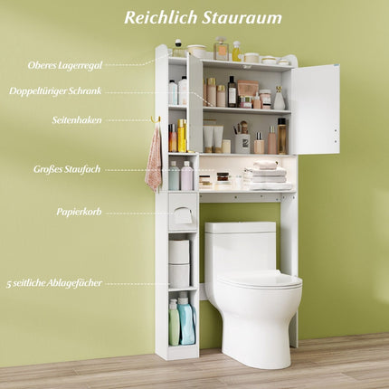 Over-Toilet Cabinet with LED Light and Adjustable Shelves
