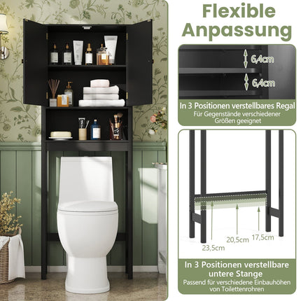 Opbergkastje boven het toilet, verstelbare plank, zwart