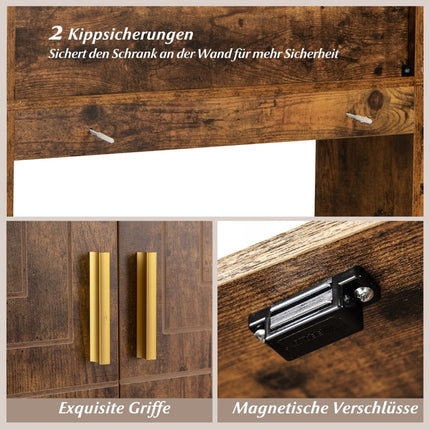 WC-Schrank mit LED-Beleuchtung, verstellbare Einlegeböden