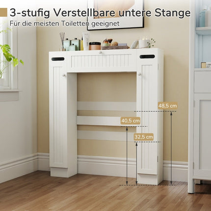 Over-Toilet Storage Cabinet with Adjustable Shelves, White