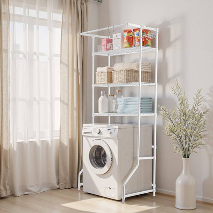 Over Washer Dryer Storage Shelf, 3-Tier with Rod Hooks