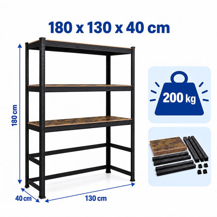 Over-Washer Rack, Heavy-Duty Industrial Design – Black/Brown, Adjustable Shelves