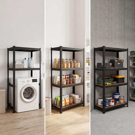Over-Washer Rack, Heavy-Duty Industrial Design – Black/Brown, Adjustable Shelves