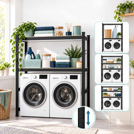 Over-Washer Shelf, Heavy-Duty Steel Frame – Black, 200 kg Load per Shelf