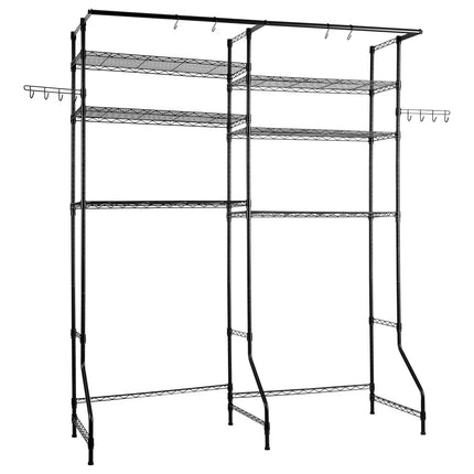 Over Washer and Dryer Shelf, 6-Tier Rack With Rod, Hooks