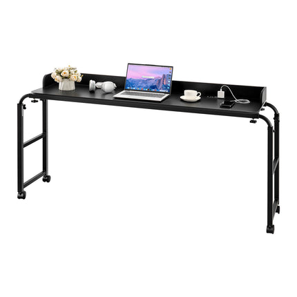 Overbed Table With Wheels, Height Adjustable, Power Outlet