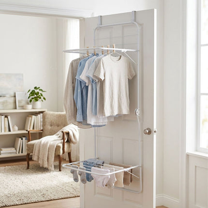 Overdoor Drying Rack, White Steel, 4.9m Drying Length
