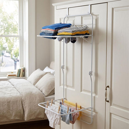 Overdoor Drying Rack, White Steel, 4.9m Drying Length