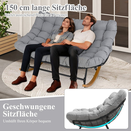 Oversized Metal Rocking Chair, 320kg Capacity, 2-Seater