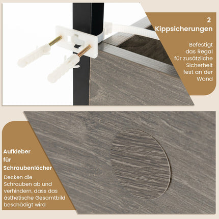 Toilettenregal, 3 Ablagen, Haken, verstellbare Stange