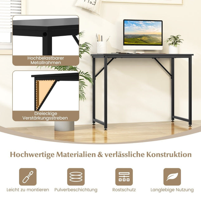 PC-Tisch mit verstellbaren Fußpolstern, kompakter Computertisch, 100 x 50 x 77 cm, schwarz