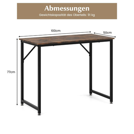 PC table with adjustable foot pads, compact computer desk, 100 x 50 x 77 cm, brown