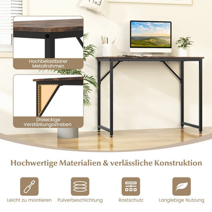 PC table with adjustable foot pads, compact computer desk, 100 x 50 x 77 cm, brown