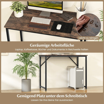PC table with adjustable foot pads, compact computer desk, 100 x 50 x 77 cm, brown