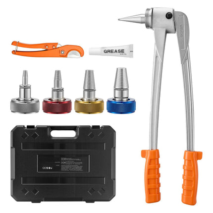 PEX Pipe Expander Tool Kit, 4 Heads 3/8–1 In, Cutter