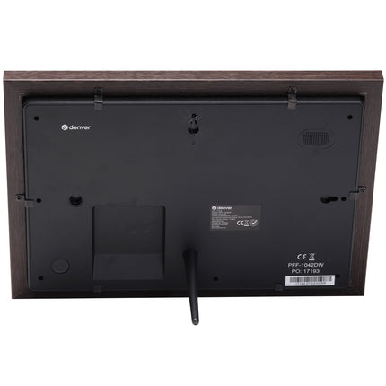 PFF-1042DW 10.1” digital Wi-Fi photo frame with FRAMEO software. Dark wood frame.
