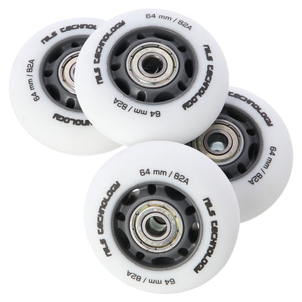 PU 64x24 82A Weiße Rollen & ABEC-9 Kugellager Set