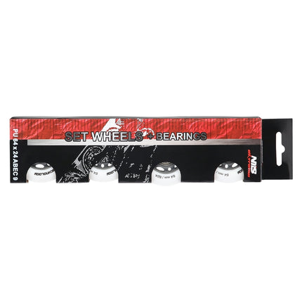 PU 64x24 82A Weiße Rollen & ABEC-9 Kugellager Set