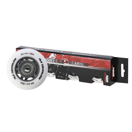 PU 64x24 82A Weiße Rollen & ABEC-9 Kugellager Set