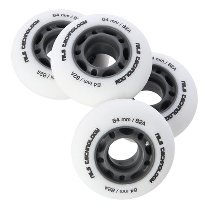 PU 64x24 bílá kolečka na skateboard, 82A, sada 4 ks