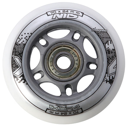 PU 70x24 82A White Wheels & ABEC-7 Bearings Set